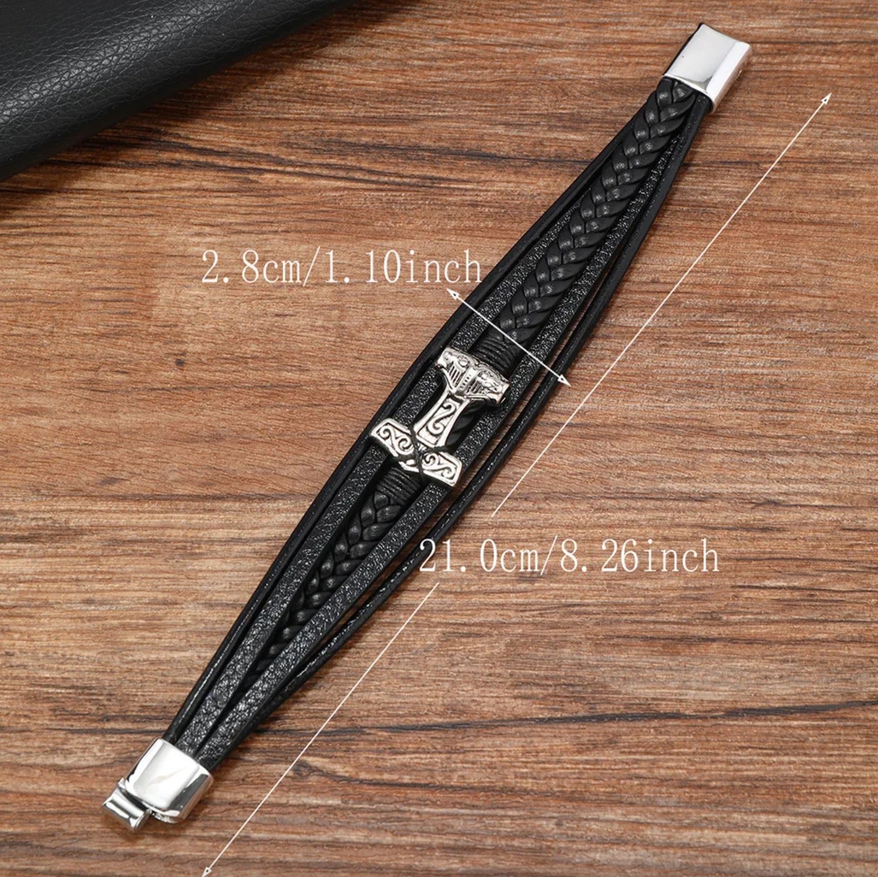 Thor's Hammer Braided Leather Bracelet