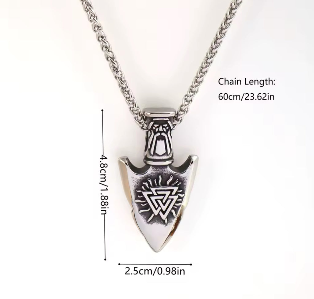 Odin With Vegvisir And Valknut Necklace