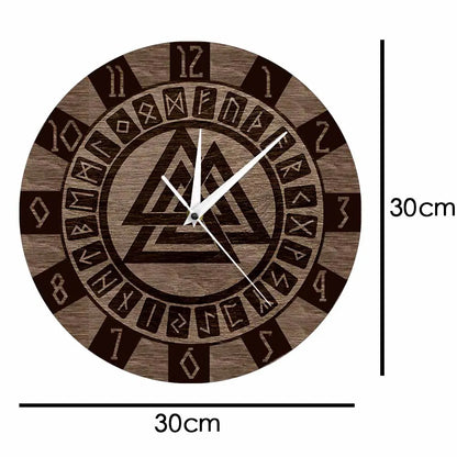 Valknut With Runes Wall Clock