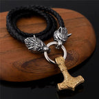 Viking Wolf Head With Mjölnir Chain