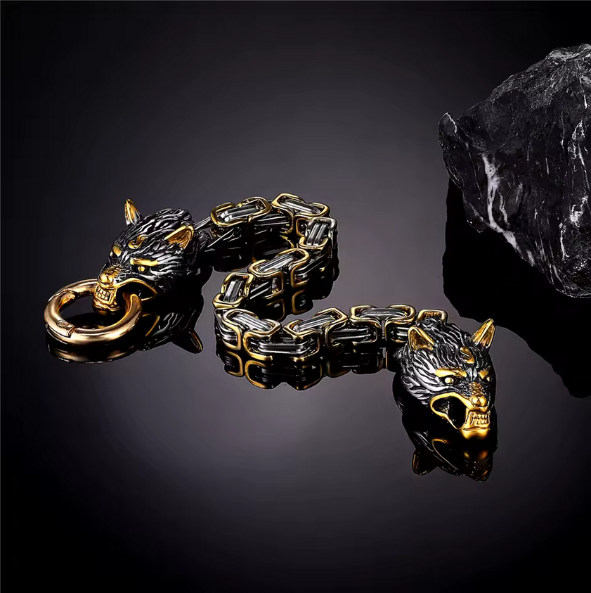 Viking Wolf Head Bracelet