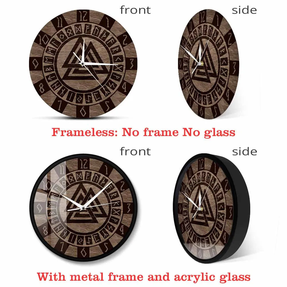 Valknut With Runes Wall Clock