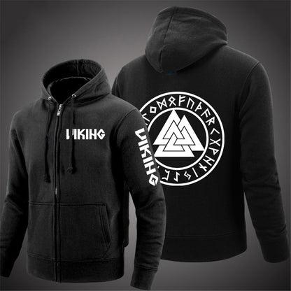 Viking Valknut With Runes Zip Hoodie