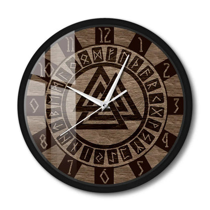 Valknut With Runes Wall Clock