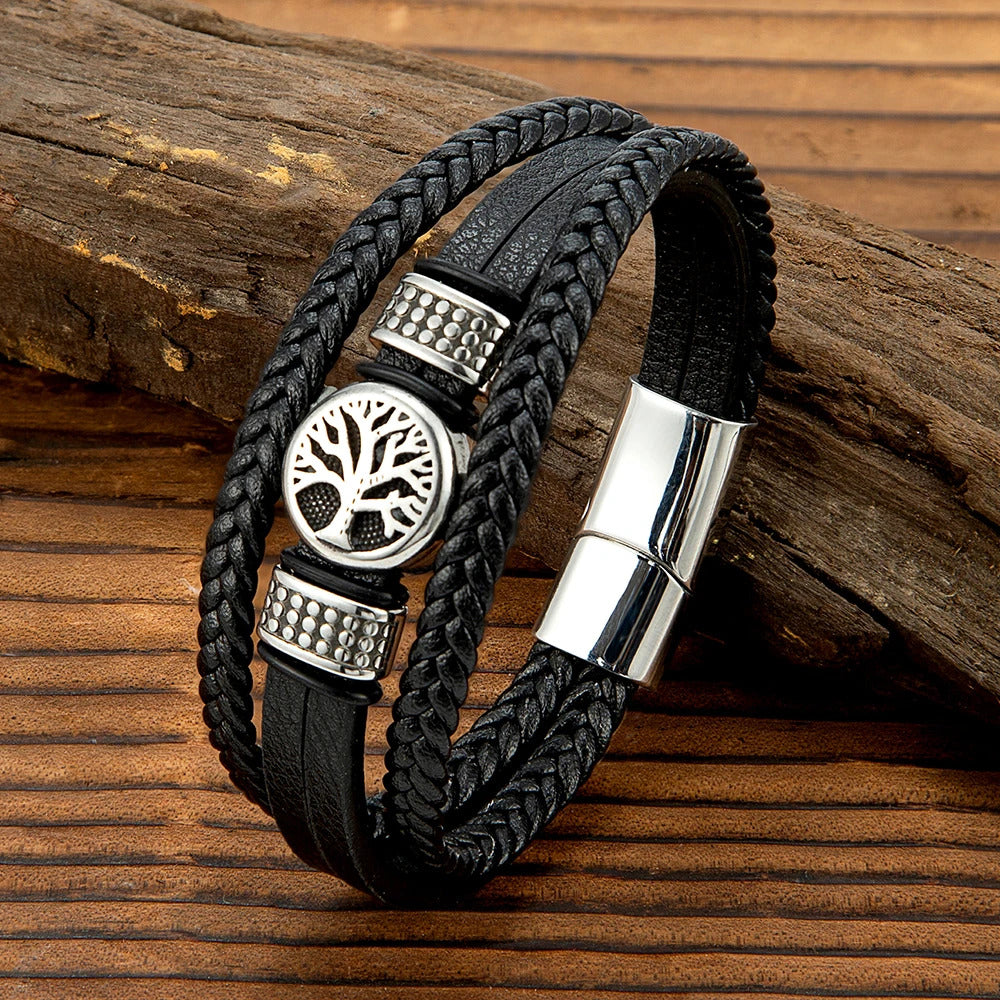 Yggdrasil Tree of Life Leather Bracelet