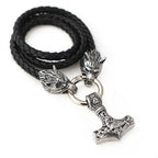 Viking Wolf Head With Mjölnir Chain