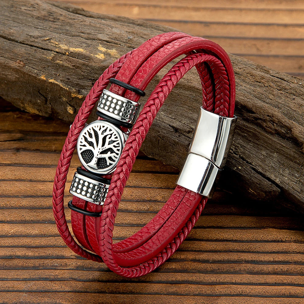 Yggdrasil Tree of Life Leather Bracelet