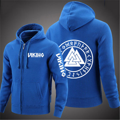 Viking Valknut With Runes Zip Hoodie