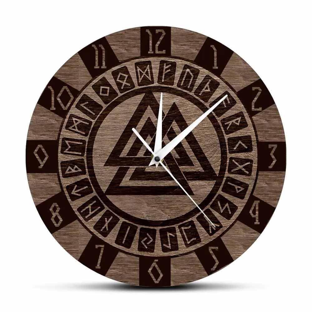 Valknut With Runes Wall Clock