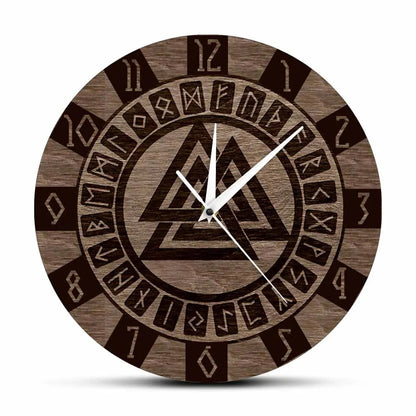 Valknut With Runes Wall Clock