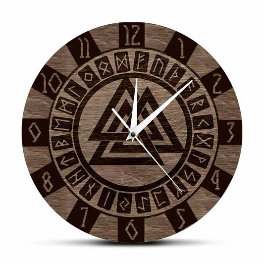 Valknut With Runes Wall Clock