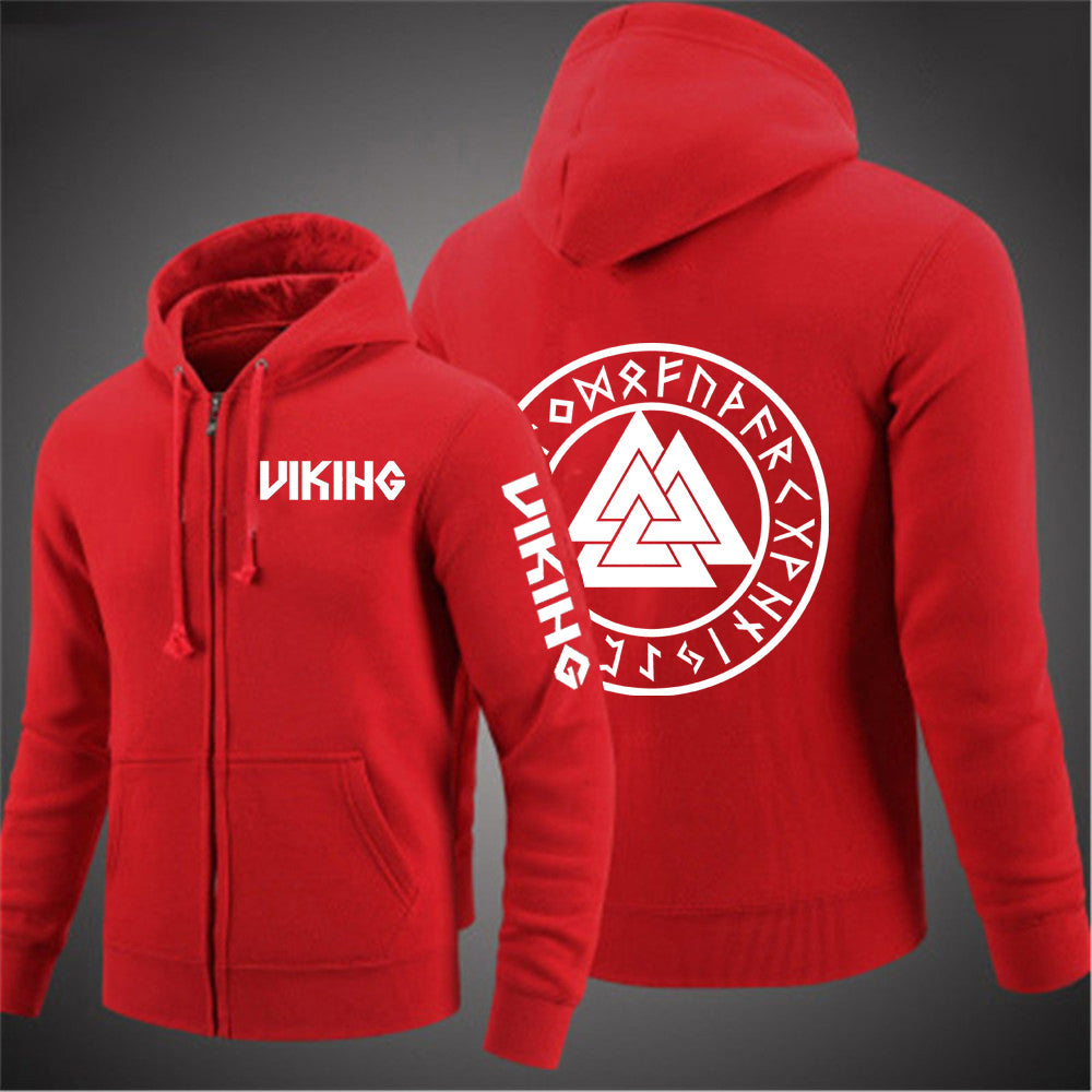 Viking Valknut With Runes Zip Hoodie