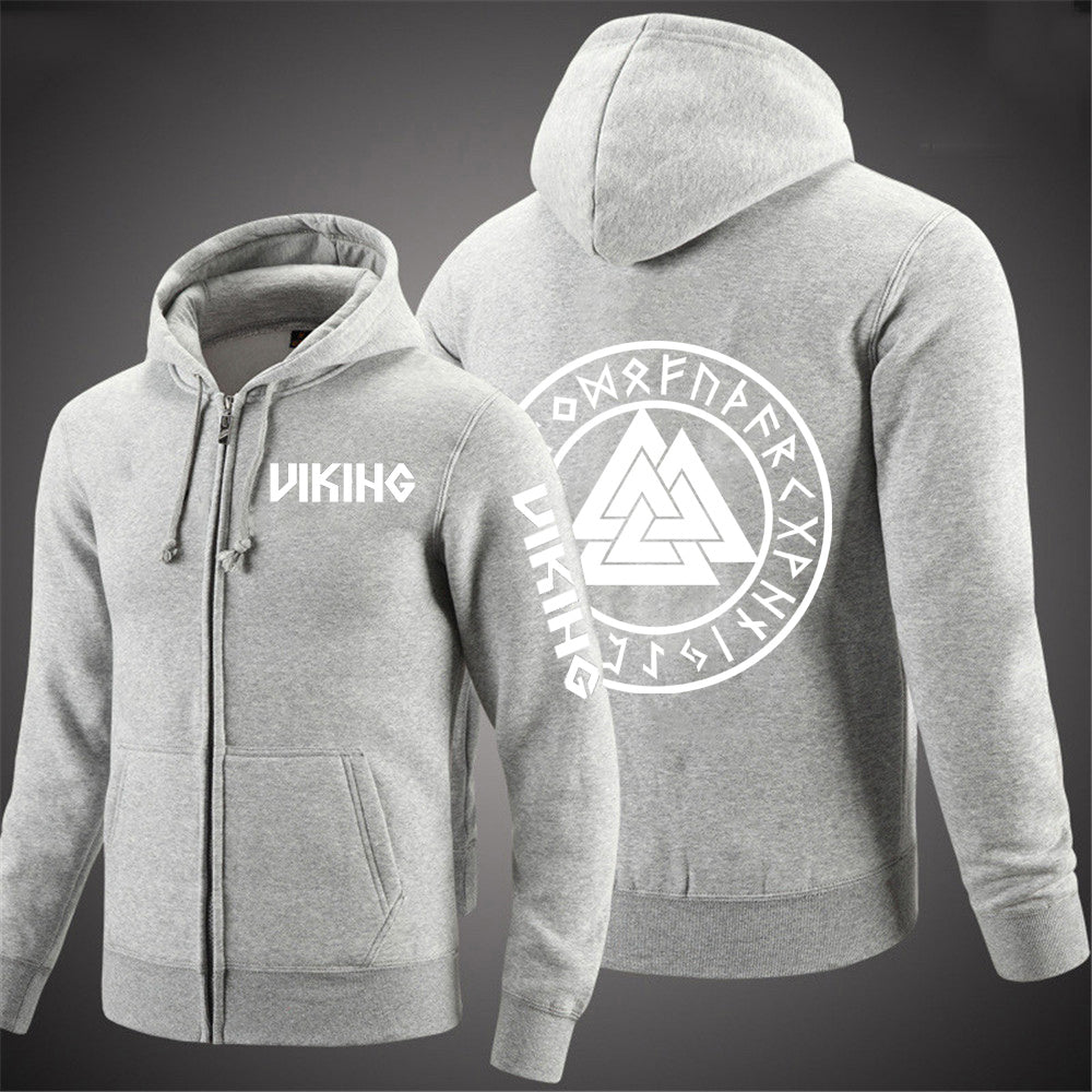 Viking Valknut With Runes Zip Hoodie