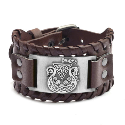 Handmade Viking Ship Leather Arm Cuff Bracelet