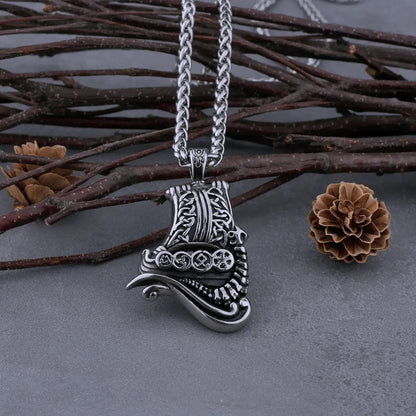 Viking Ship Necklace + Wooden Box