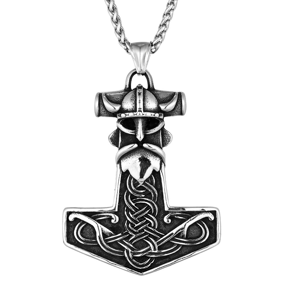 Viking Warrior With Thor's Hammer Necklace