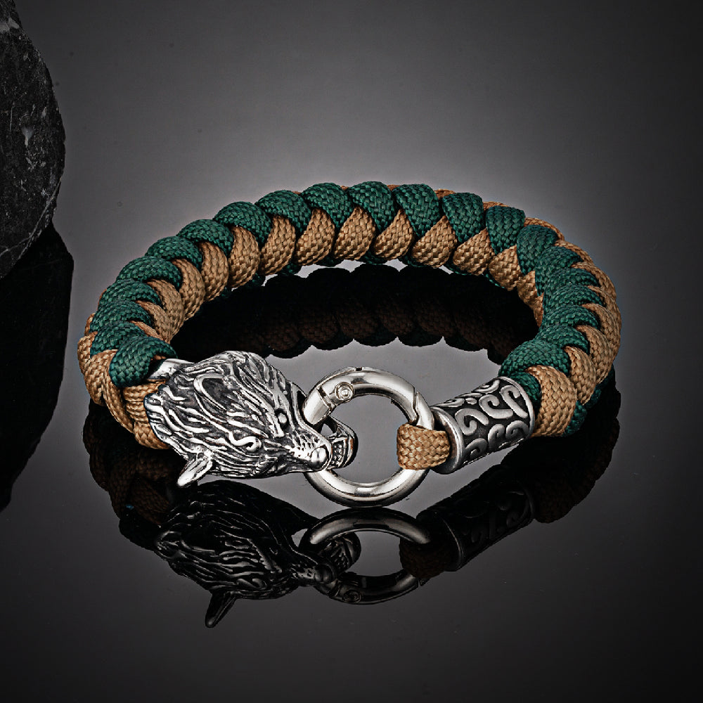 Viking Wolf Head Bracelet
