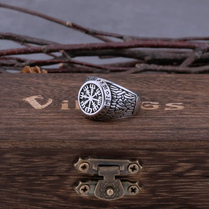 Vikings Vegvisir Ring With Runes