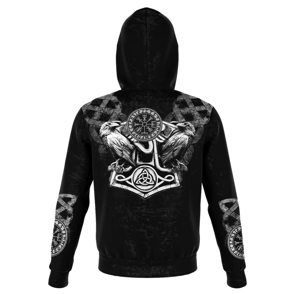 Viking Hoodie With Wolves And Ravens