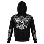 Viking Hoodie With Wolves And Ravens