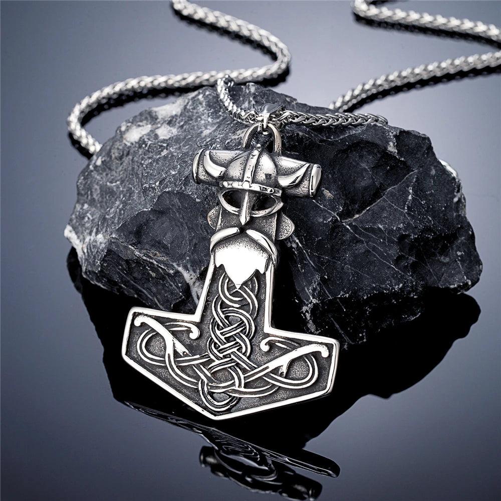 Viking Warrior With Thor's Hammer Necklace