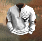 Vintage Viking Zip-Up Collar Sweatshirt
