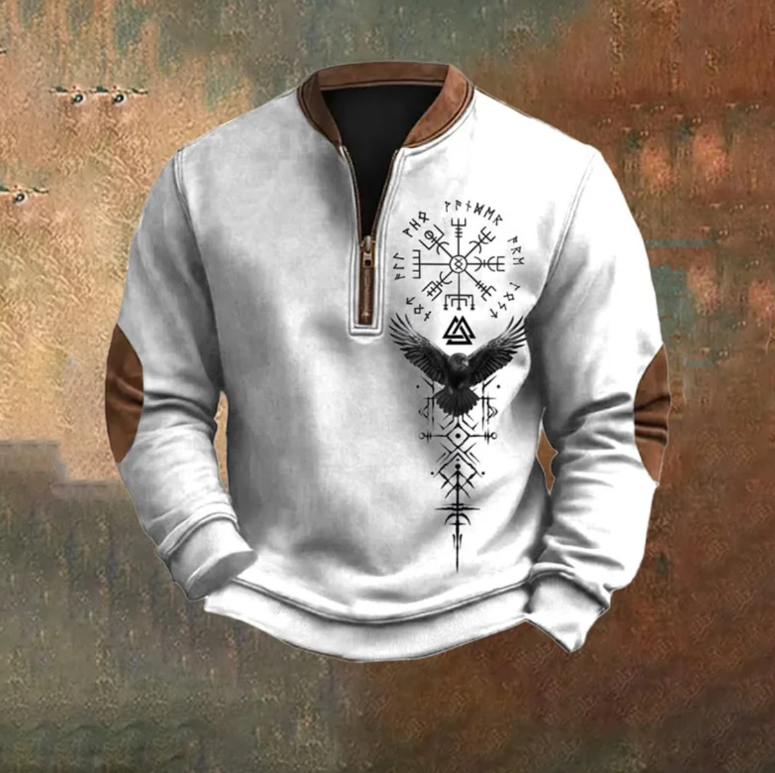 Vintage Viking Zip-Up Collar Sweatshirt