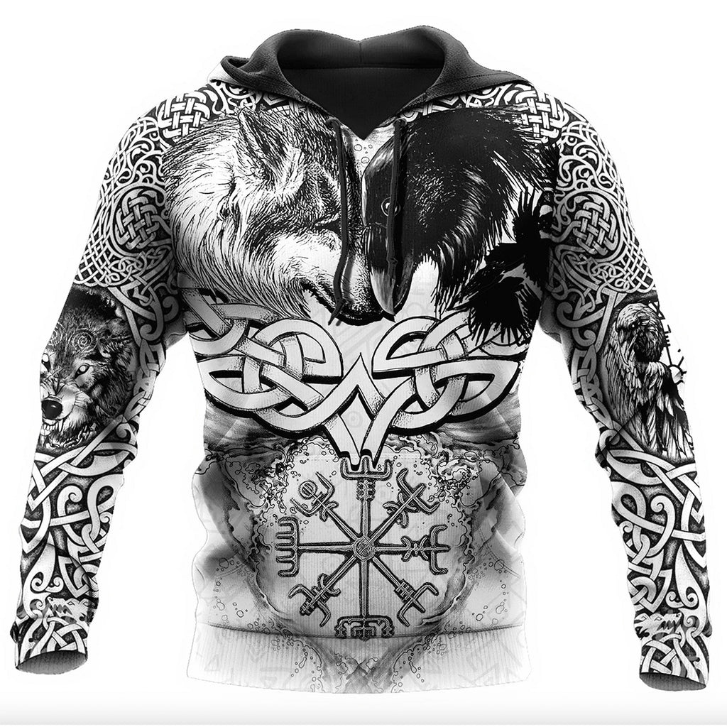 Viking Wolf And Raven Hoodie
