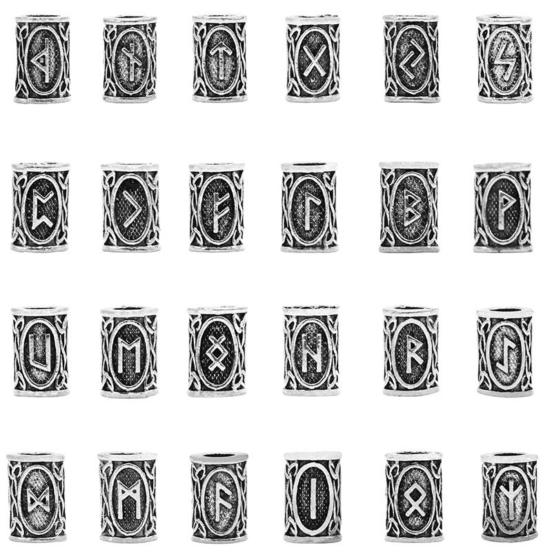 24 Pieces Viking Runes Beads Set