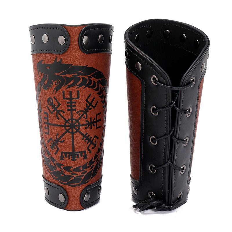 Viking Cuff Bracelet With Vegvisir And Dragon