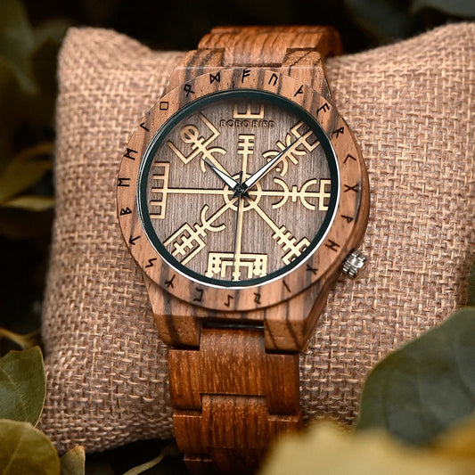 Limited Edition Viking Vegvisir Wooden Watch