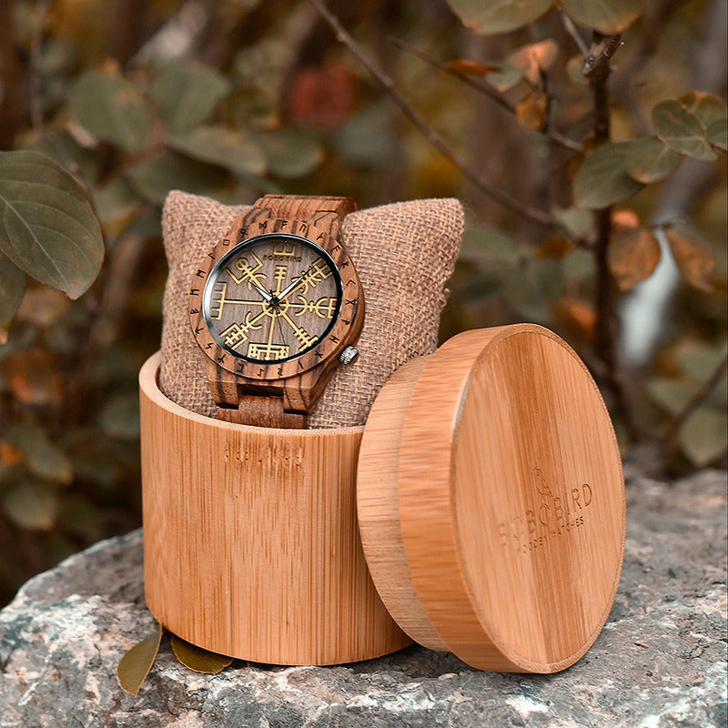 Limited Edition Viking Vegvisir Wooden Watch