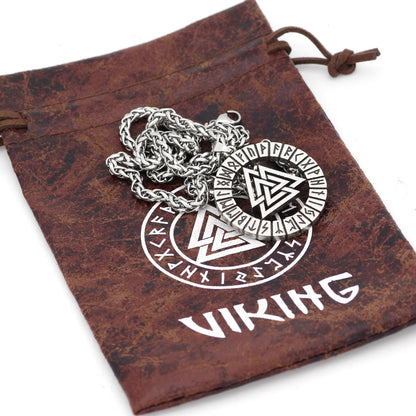 Valknut with Runes Viking Necklace