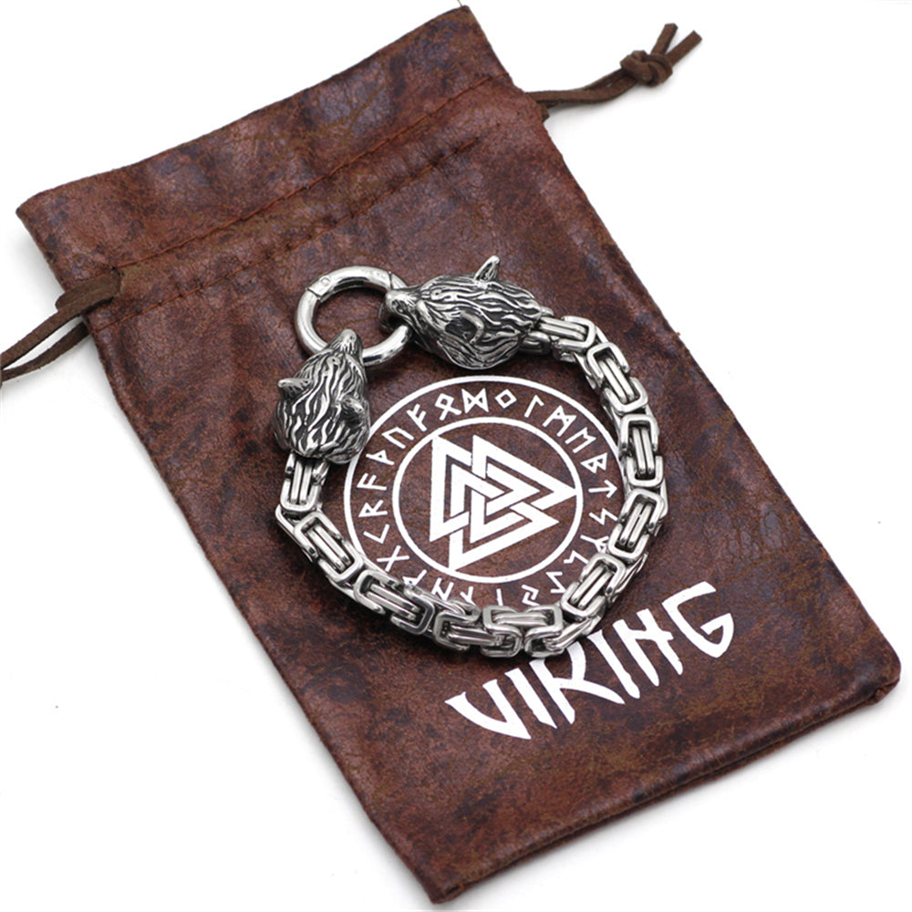 Viking Wolf Head Bracelet