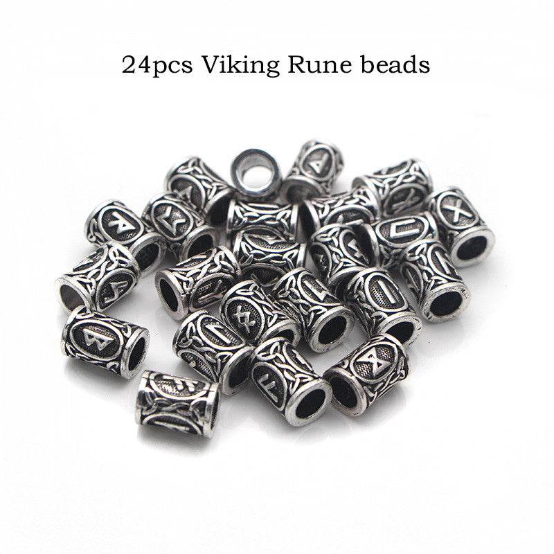 Viking Runes Beads Set, 24 Futhark Bead Rings