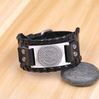 Handmade Viking Leather Vegvisir Arm Cuff Bracelet