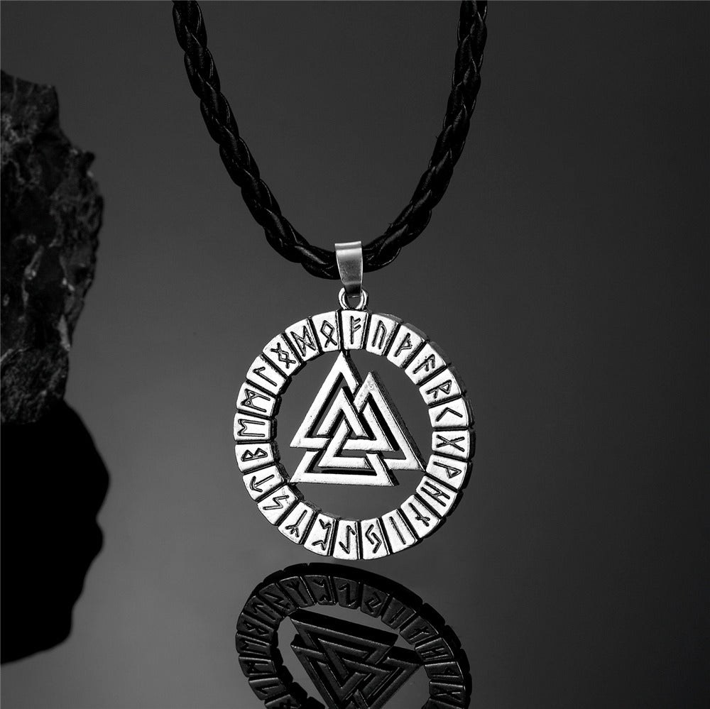 Valknut with Runes Viking Necklace