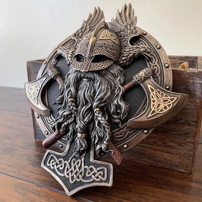 Viking Warrior With Axe And Mjölnir Wall Decor