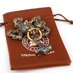 Viking Wolf Head Necklace With Thor's Hammer Pendant