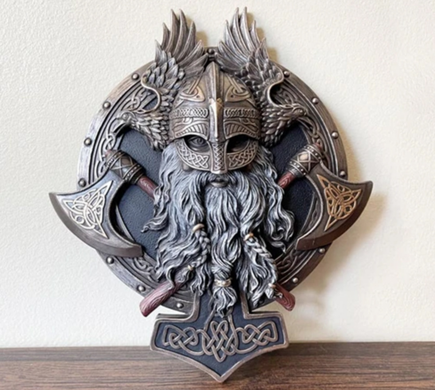 Viking Warrior With Axe And Mjölnir Wall Decor