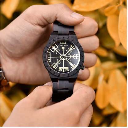 Limited Edition Viking Vegvisir Wooden Watch