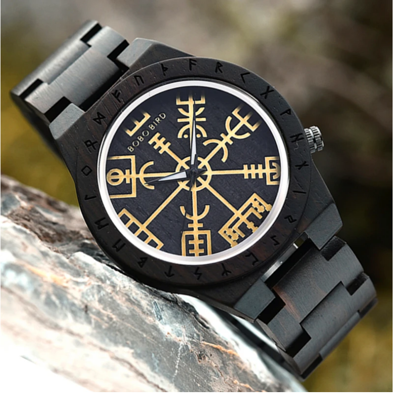 Limited Edition Viking Vegvisir Wooden Watch