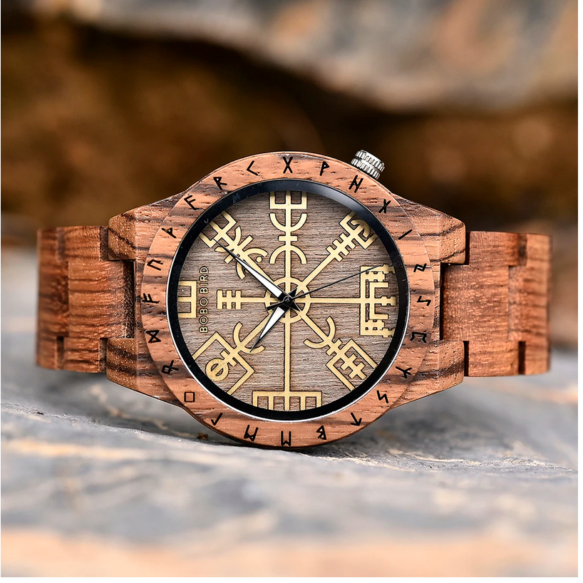 Limited Edition Viking Vegvisir Wooden Watch