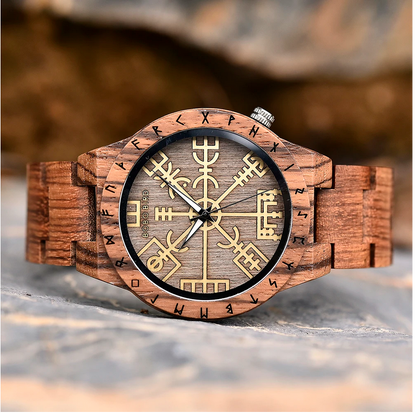 Limited Edition Viking Vegvisir Wooden Watch