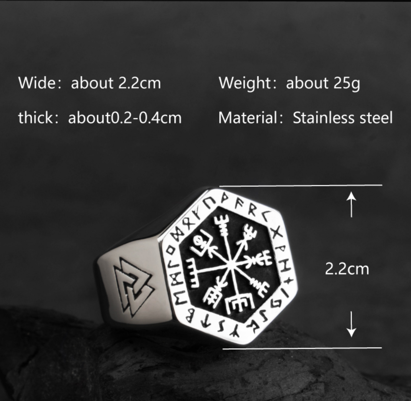 Viking Vegvisir And Valknut Ring