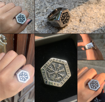 Viking Vegvisir And Valknut Ring