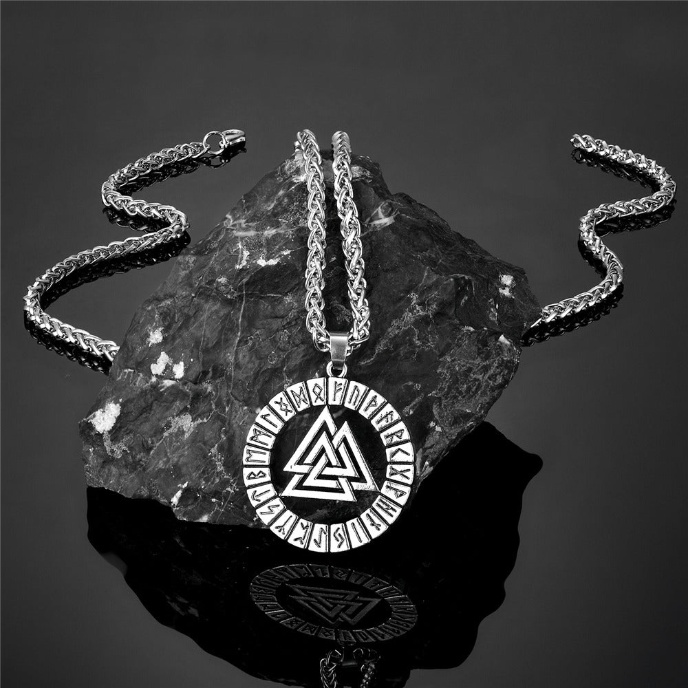 Valknut with Runes Viking Necklace