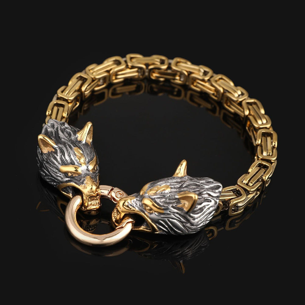 Viking Wolf Head Bracelet