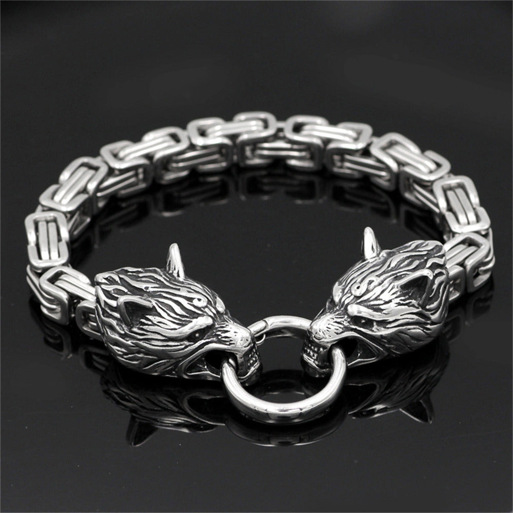 Viking Wolf Head Bracelet