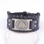 Handmade Viking Leather Valknut Arm Cuff Bracelet